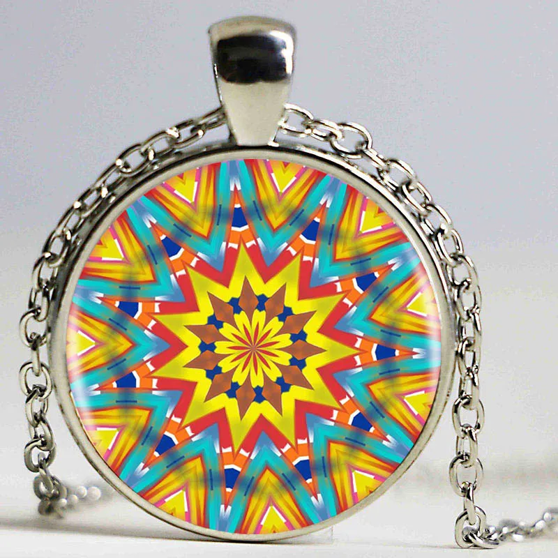 Коледоскоп логотип кулон Цепочки и ожерелья ручной работы Буддизм ожерелье