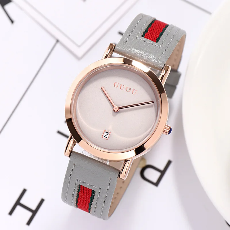 Простые повседневные женские часы с кожаным ремешком трендовые