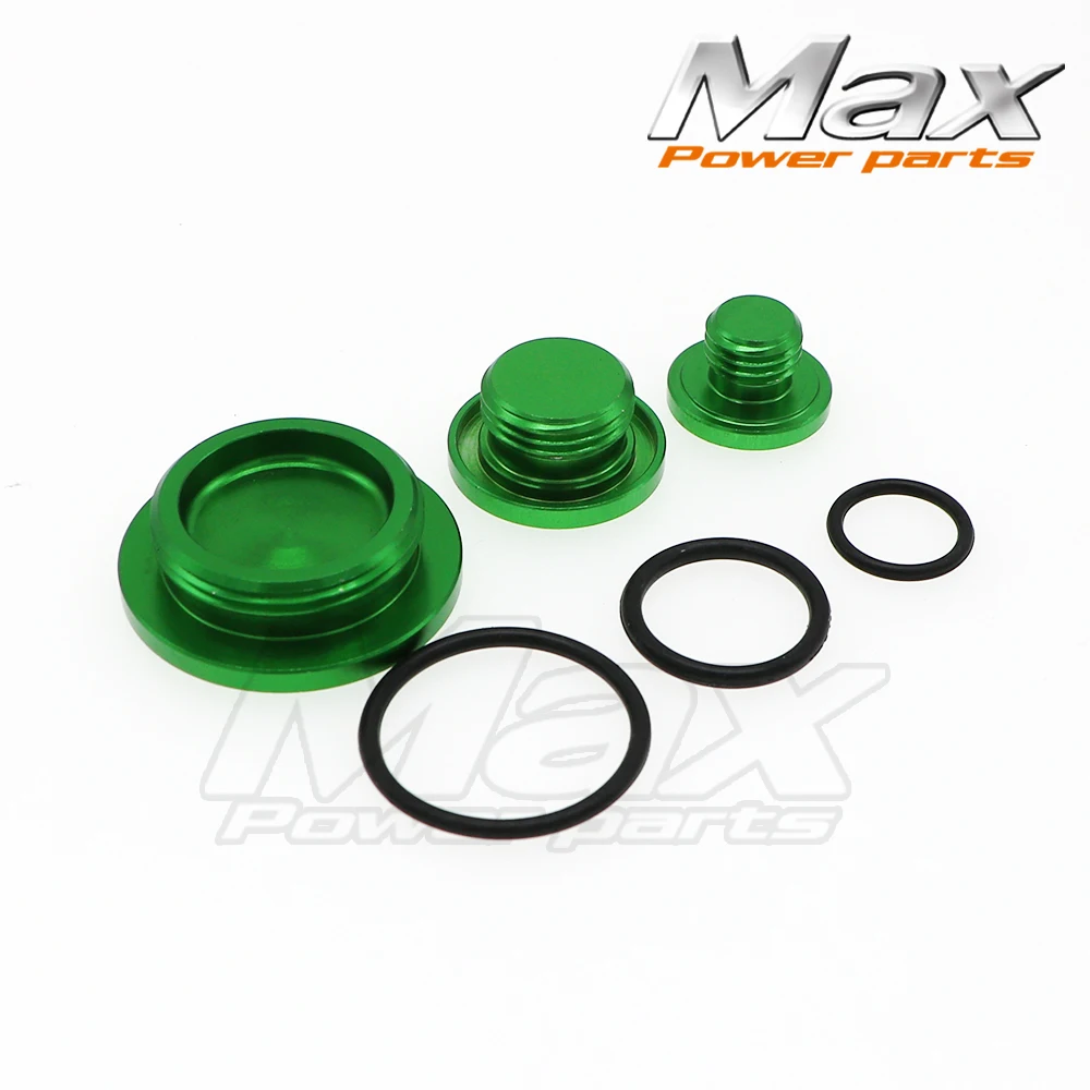 

Green Billet Engine Plug Kits Oil Filler Cap Oil Plug Set For 2011-2018 KXF250 2009-2018 KXF450 2008-2015 KLX 450R Free Shipping