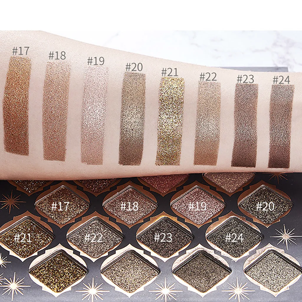 28 цветов теней для век Палитра мерцающие блестящие тени Пудра ля |