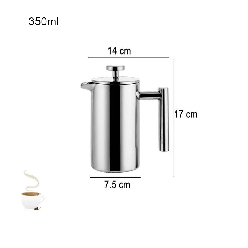 330ml Нержавеющая сталь Френч-пресс для приготовления кофе Лучшие двойные стенки кофейник изолированный кофе заварочный чайник давая один фильтр корзины - Цвет: 330ml