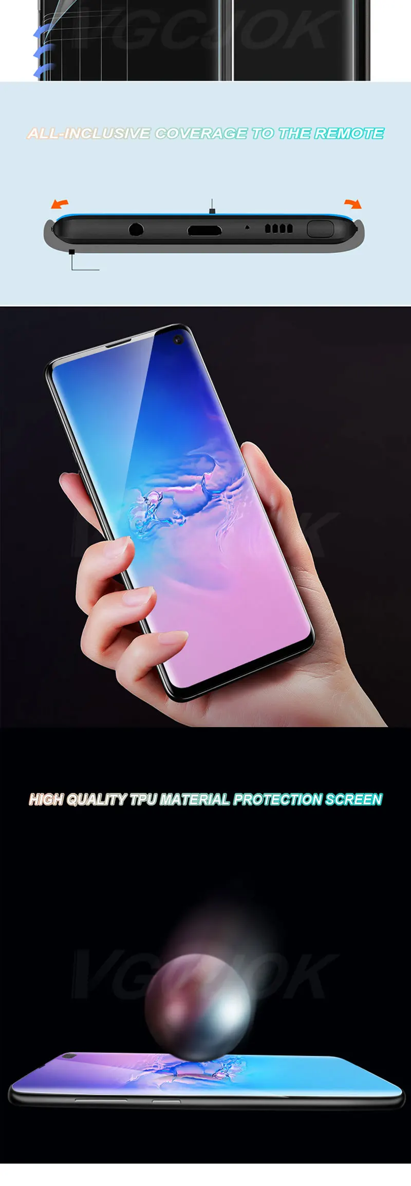 Не закаленное стекло для samsung Galaxy S10e S10 S8+ S9 Plus S6 S7 Edge Note 8 9 Защита экрана HD полное покрытие мягкая пластиковая пленка