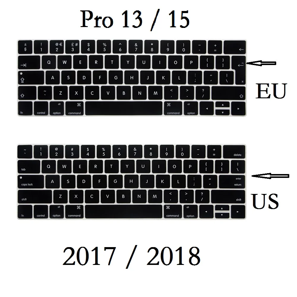 ЕС США для Macbook Pro 13 15 2018 2017 силиконовый чехол клавиатуры A1706 A1989 A1707 A1990 на
