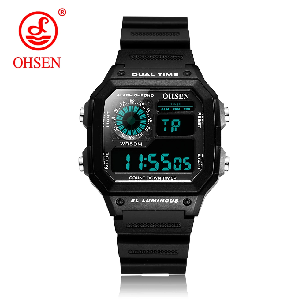 Новинка OHSEN цифровые модные спортивные часы Женская Сигнализация 50 м