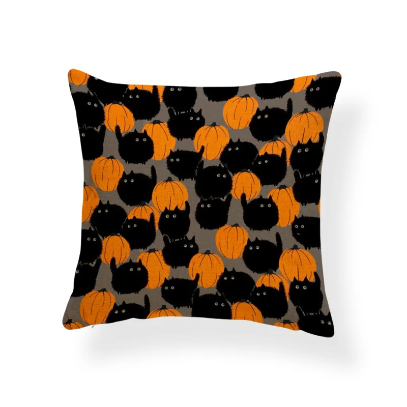 Horror Pumpkin Witchcraft Cushion Cover Halloween Sugar Skull Pillowcase European Meditation Home Decor Throw Pillow 45*45 Linen | Дом и сад