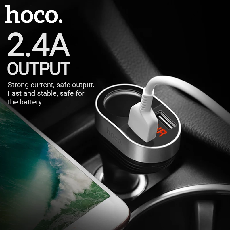 Hoco двойной usb прикуриватель порт адаптер сплиттер 12 В 24 Автомобильное зарядное