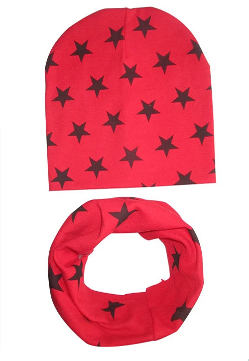 Комплект для маленьких мальчиков и девочек зимняя вязаная шапка со звездами шарф