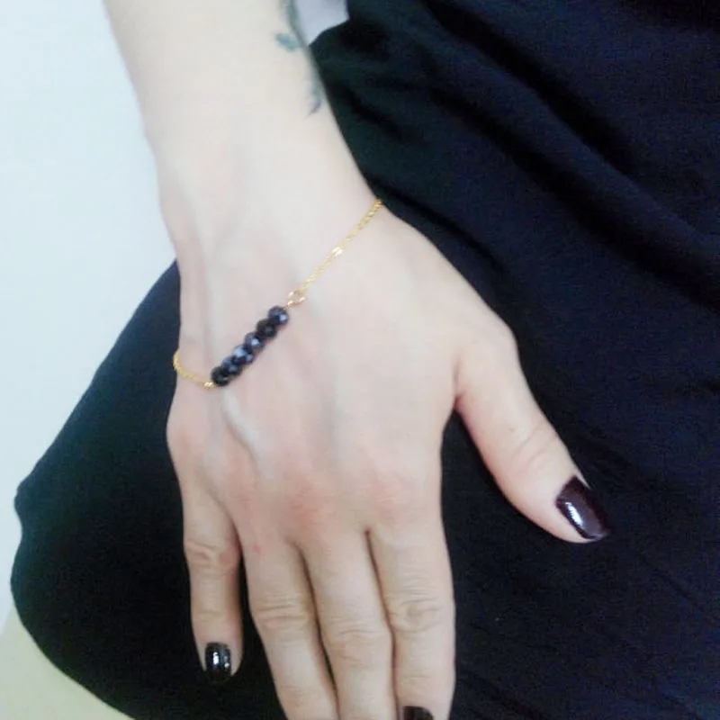 Ручной работы в стиле ретро черный браслет с бусинами Женские Браслеты mujer