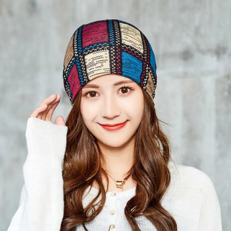 Женская зимняя трикотажная шапка модные шапки из полиэстера для девочек