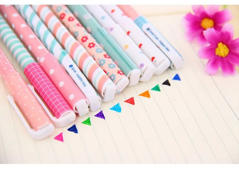 (10 pieces/Lot) New Cute Colorful Gel Pen Kawaii material escolar papelaria Stationery School Office Supplies | Канцтовары для