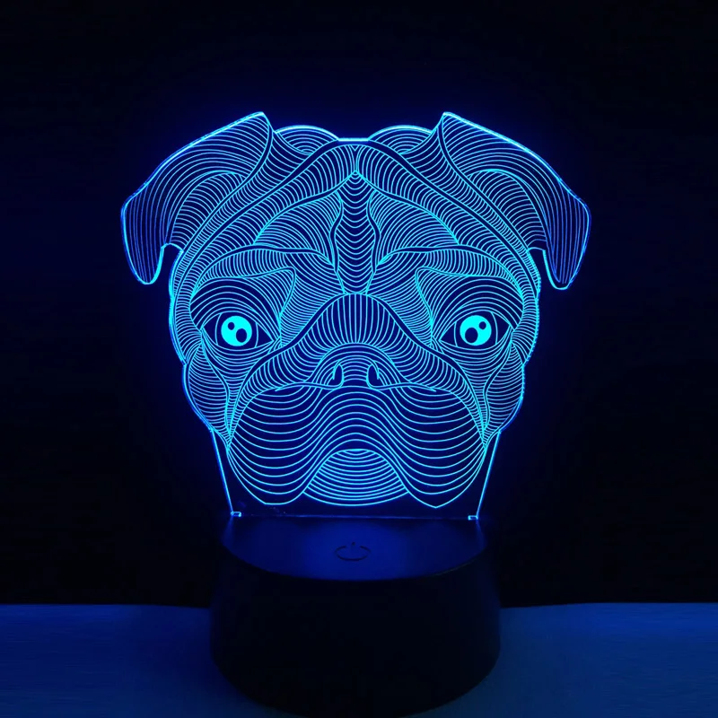 3D милая собака Goggy Shar Pei Форма собаки светодиодный светильник ночник для ребенка