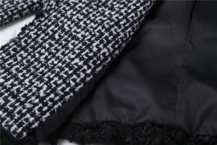2019 весна осень женские новые черные маленькие элегантные строчки твидовый в