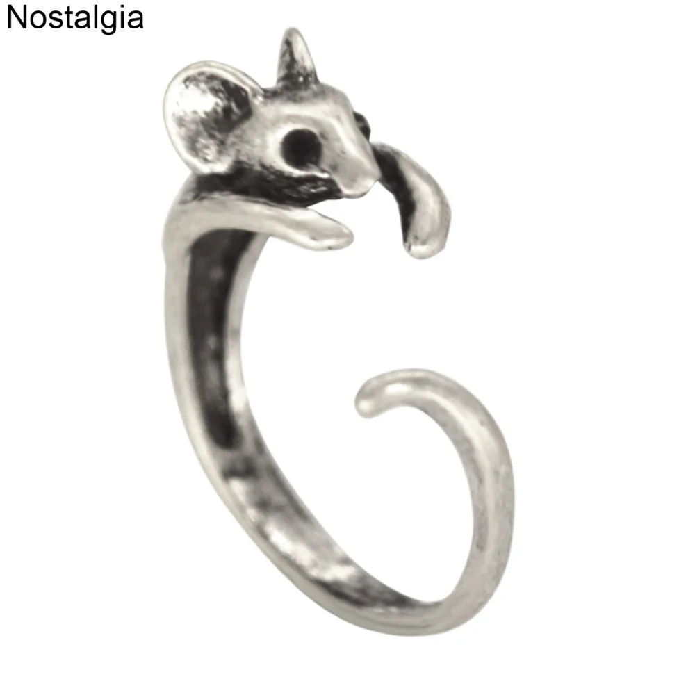 

Nostalgia Cute Mouse Rat Animal Stackable Rings Vintage Women Jewellery