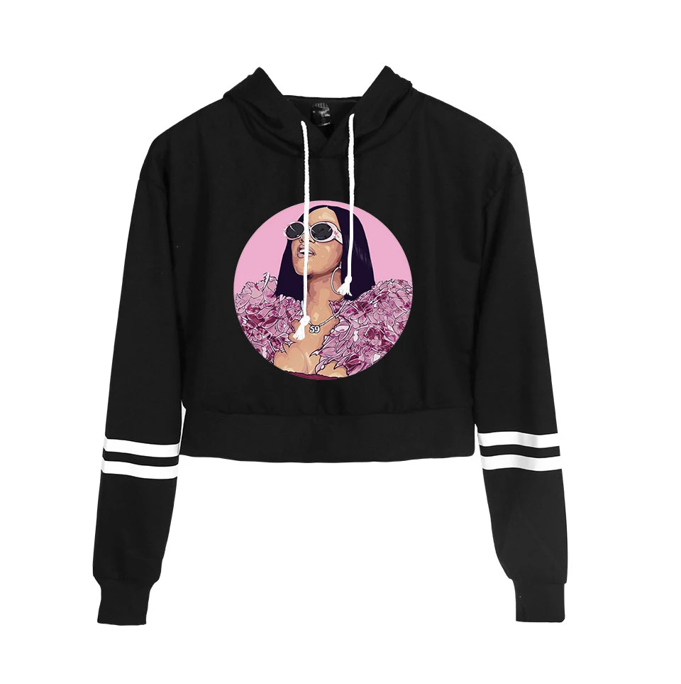 Список Cardi B укороченный топ толстовки для женщин Kpop хлопок Harajuku высокое качество Cardi B девушка оранжевый свитер с капюшоном