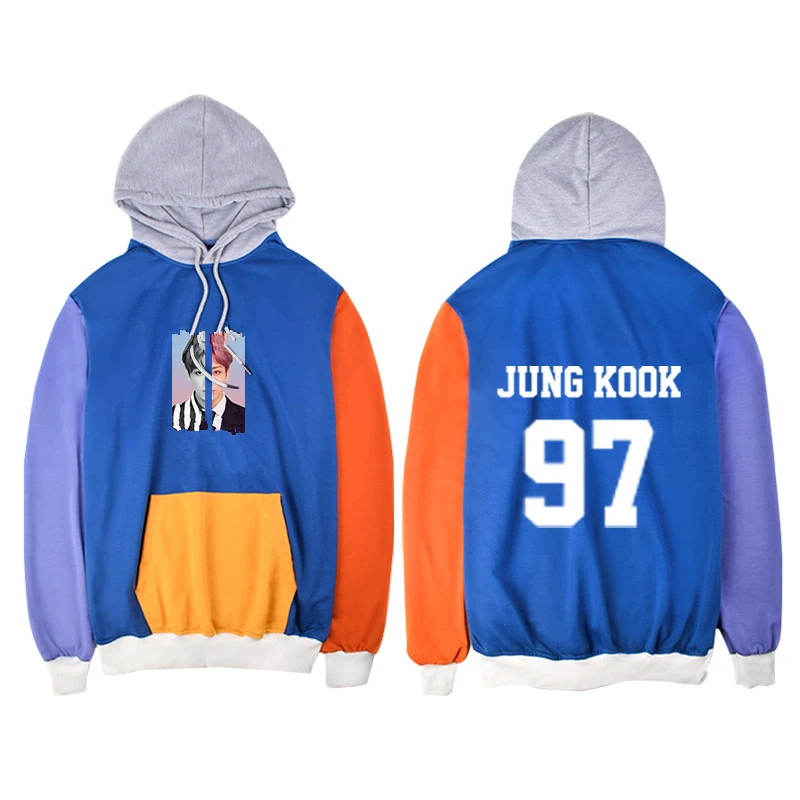 8 Kpop Jungkook, осенне-зимние ретро толстовки, цветная куртка с капюшоном, k-pop Bangtan, для мальчиков, harajuku, худи, Женское пальто - Цвет: 8