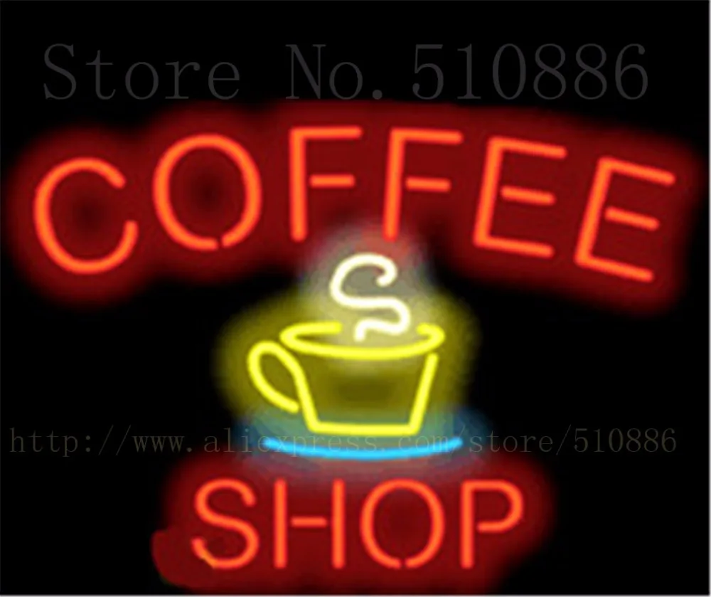 

Кофе магазин неоновая вывеска для организаций и магазинов реальные Стекло трубка Дисплей светильник лампы декоративные пивной бар лампы м...