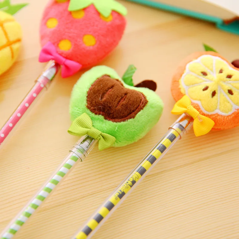 6 шт 1 лот креативная фруктовая плюшевая нейтральная ручка клубника ананас