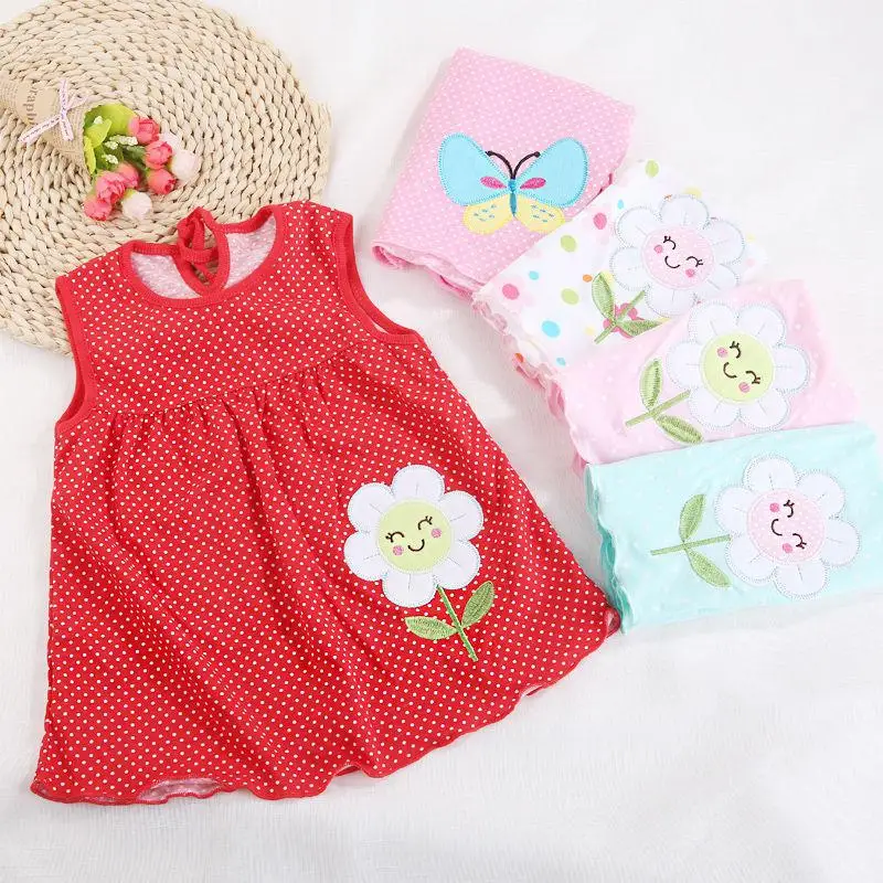 Платья из органического хлопка для маленьких девочек милые топы с цветочным