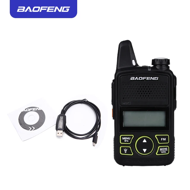 Baofeng bf-t1, детская портативная рация, мини, для детей, двухстороннее радио, UHF, портативное, FM, функция Ham, USB, ультра-тонкое, микро радио для вождения - Цвет: Черный