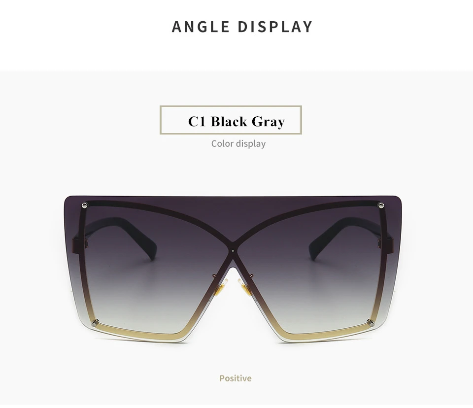 Italian Luxury Gradient Sunglasses Women Trendy Brand One Piece Sun Glasses Rimless Oversized Frame Female Shades UV400