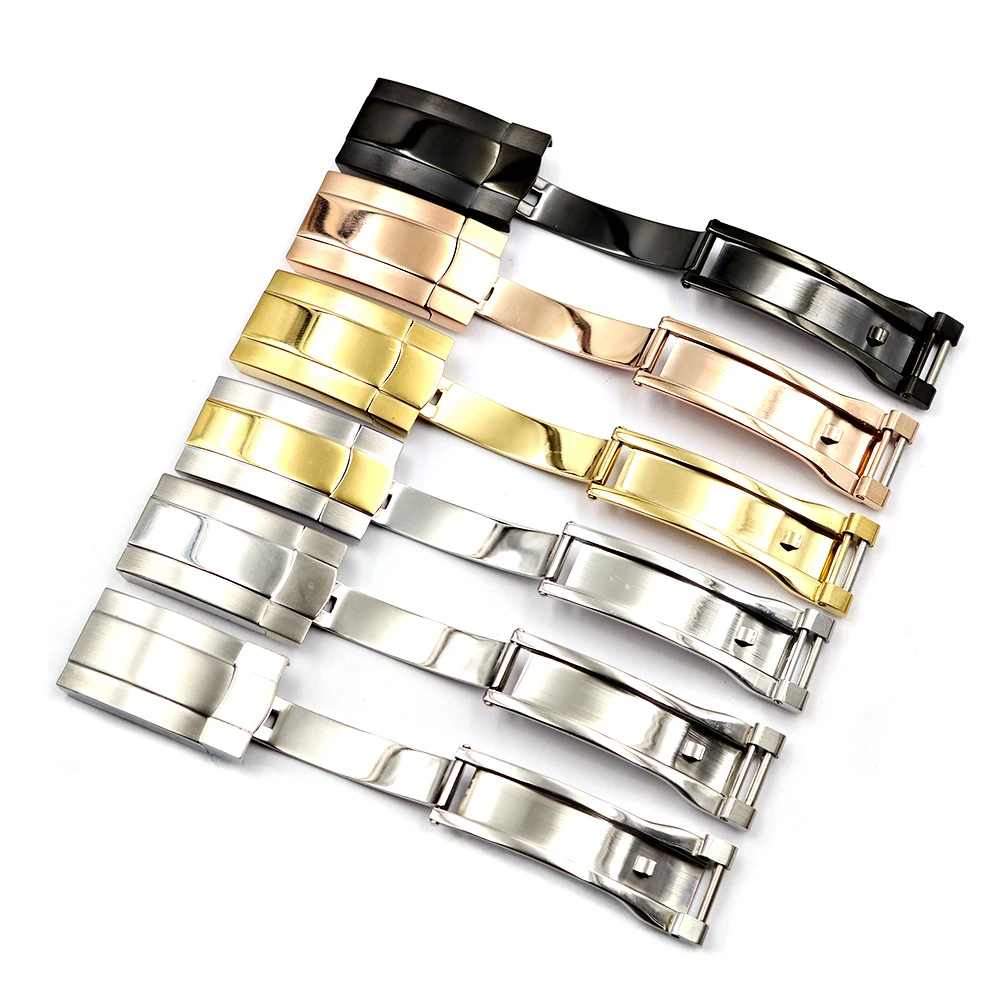 CARLYWET Wholesale 16 x 9mm Stainless Steel Replacement Watch Buckle Clasp For GMT Submariner Bracelet Rubber Leather Band