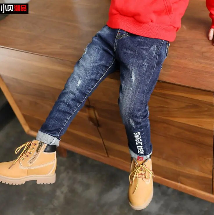 Весна-Зима 2018 детские штаны джинсы для маленьких мальчиков и девочек