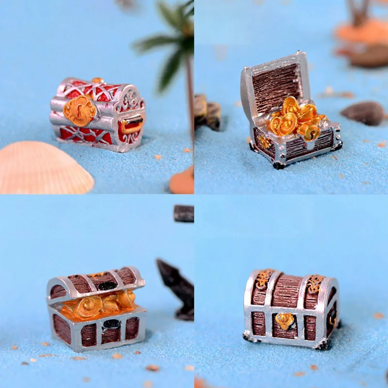 Смола Пиратская Золотая монета Коробка С Сокровищами мини аквариум Пейзаж