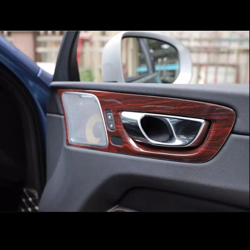 Для Volvo XC60 2018 4 шт. деревянная ABS Хромированная Автомобильная дверь внутренняя