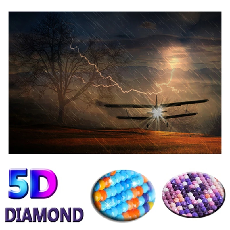 DIY 5D Алмазная мозаика дождливая ночь алмазная живопись ручной работы вертолет