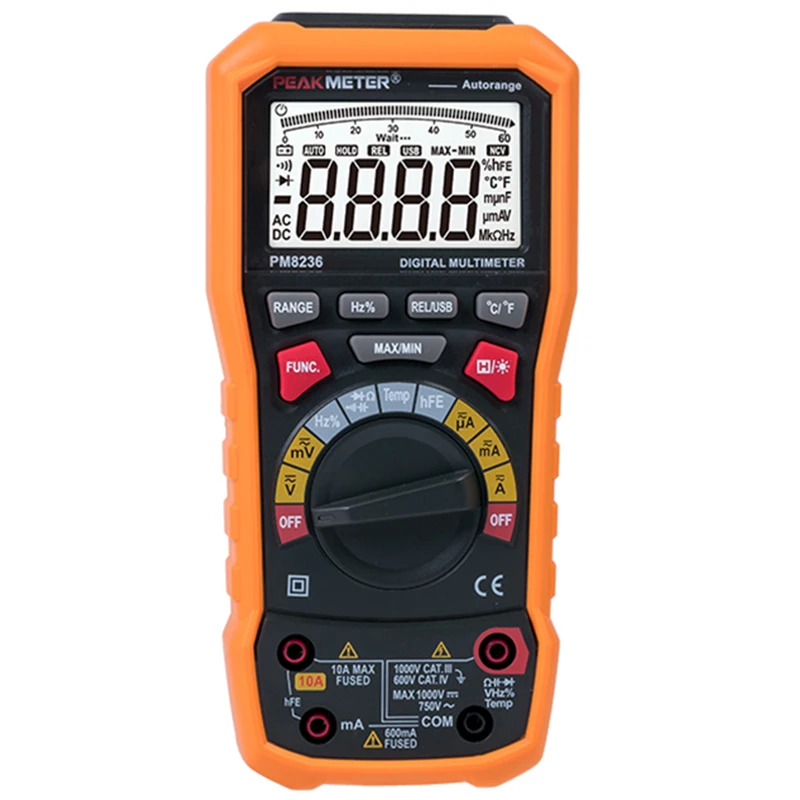 SHGO PEAKMETER PM8236 авто ручной Диапазон Цифровой мультиметр с TRMS В 1000 Температура