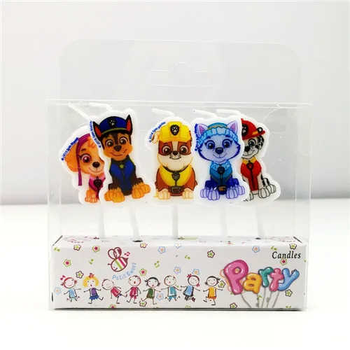 5pc Candle PAW Patrol набор посуды, бутылки для питьевой воды, бумажные стаканчики, тарелка, покрытие для стола, крышка для 10 детей, день рождения, вечерние украшения - Цвет: 5pc Candle