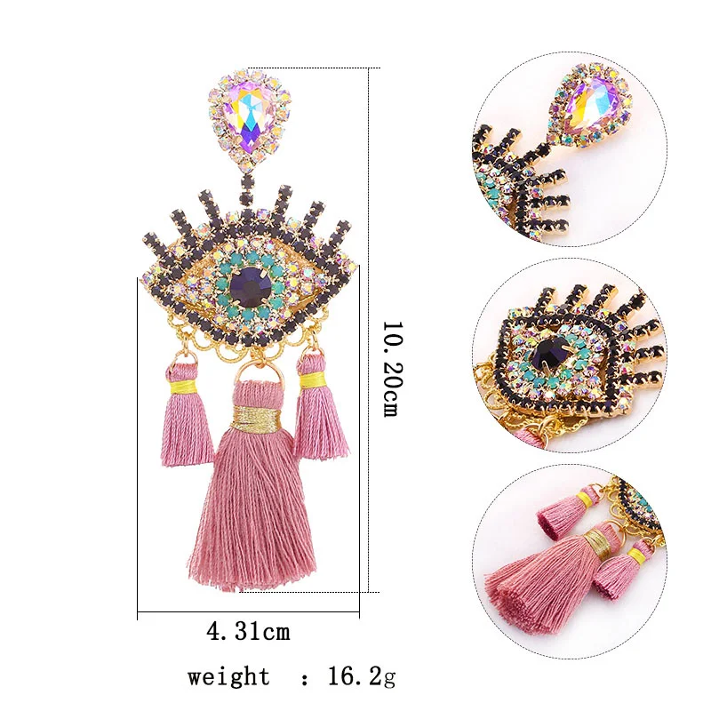 Sehuoran брендовые этнические длинные серьги с кисточками для женщин Boho Eye Beads дизайн Висячие серьги женские массивные украшения Oorbellen подарок
