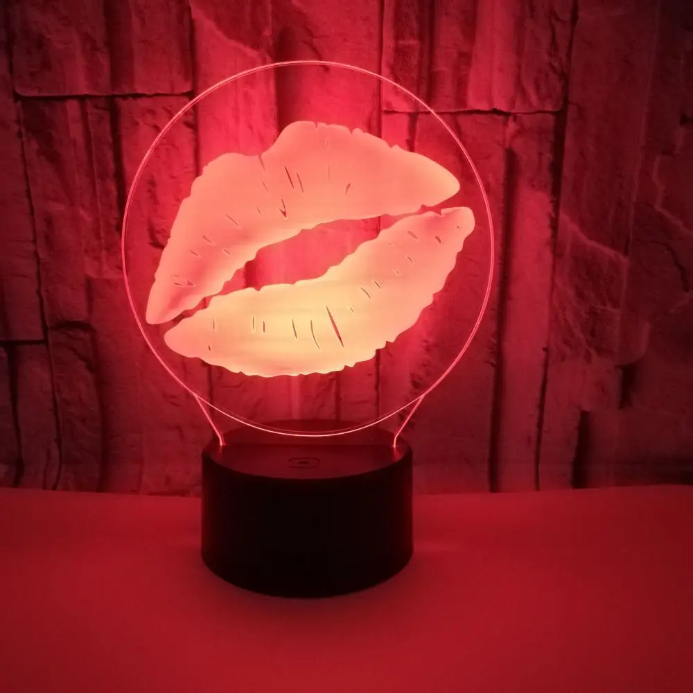 Новый губ стерео видение сенсорная 3d Ночная лампа дистанционное управление
