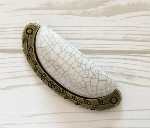3 75 &quotКерамика комод тянуть ручки ящика белые бусины кракле античная бронза