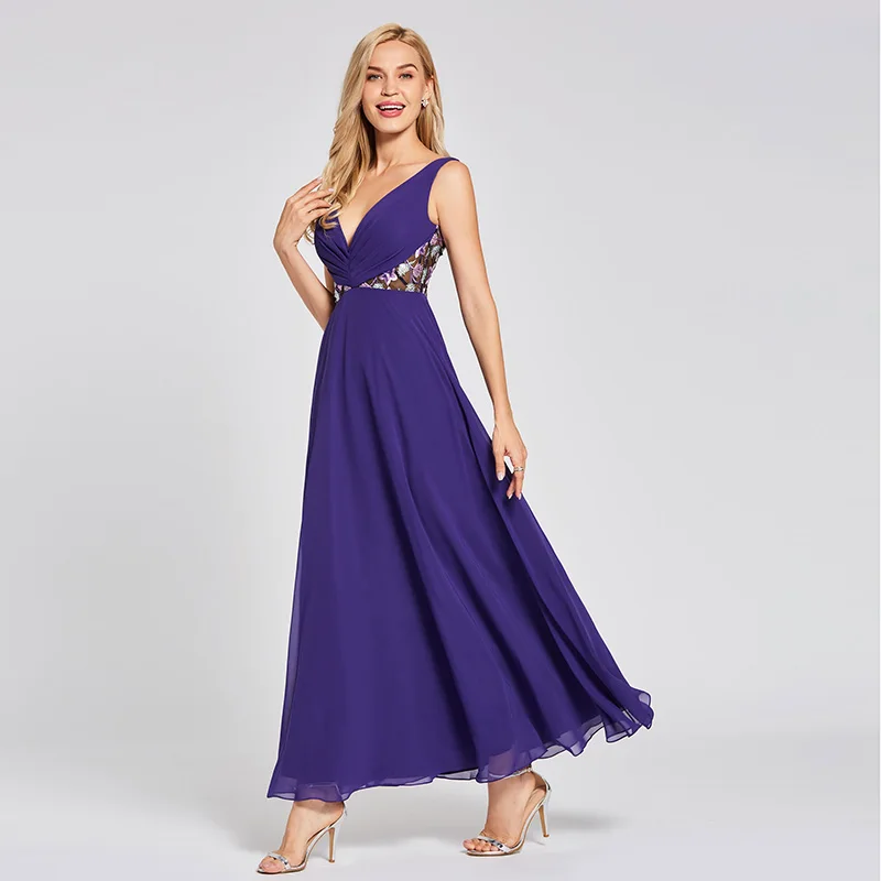 Женское вечернее платье без рукавов Tanpell длинное с открытой спиной