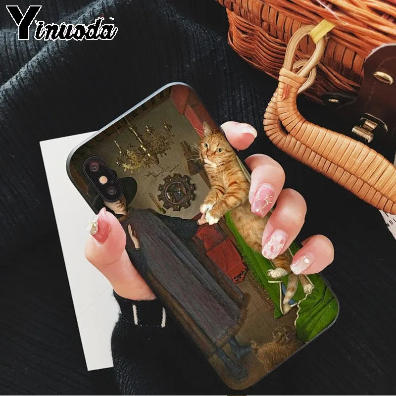 Yinuoda Забавный чехол для телефона Leonardo da Vinci Mona Lisa Pat Cat Art Apple iPhone 8 7 6 6S Plus X XS MAX 5 5S SE XR |