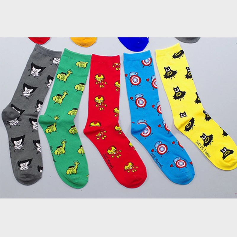 Disney socks for men Teens 1 pair funny Cartoon Socks Super hero male sport long Tide Knees hight cotton woman | Мать и ребенок