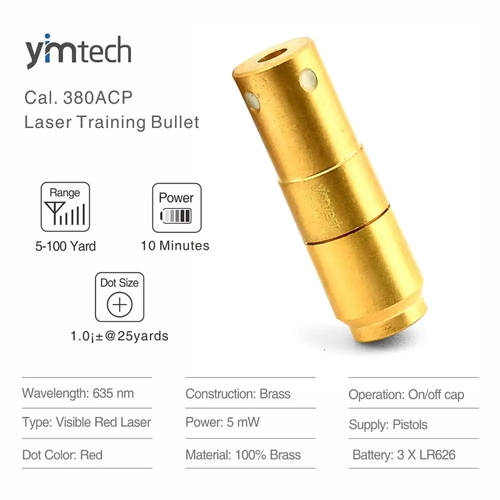 380ACP Лазерная тренировочная пуля, лазерная пуля, лазерный картридж для тренировки сухого огня и моделирования стрельбы, тренировочный картридж