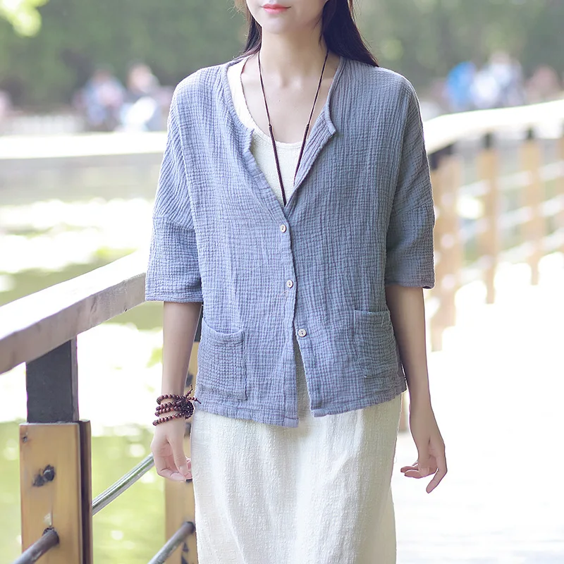 

2017 New Summer Style Women Tops Spring Mori Girl Sunscreen CardigShirt an Casual Women Loose Shirts Linen Blouse Camisa Mujer
