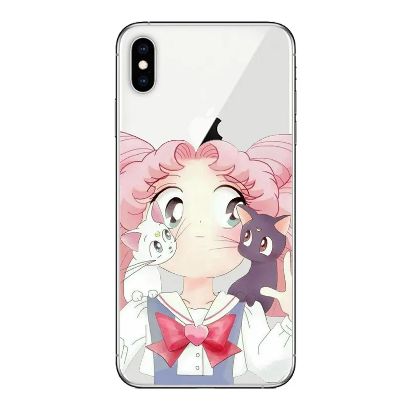 Прозрачный силиконовый чехол из ТПУ с изображением Сейлор Мун для iPhone X XS Max XR 5 5S SE