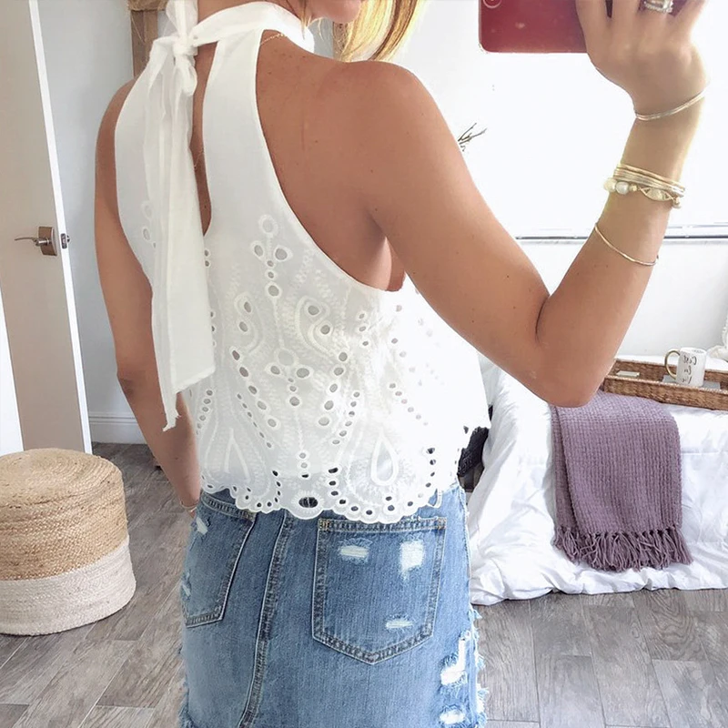 Lessverge пикантные белые женские кроп топ с вышивкой хлопковые летние майки рубашки