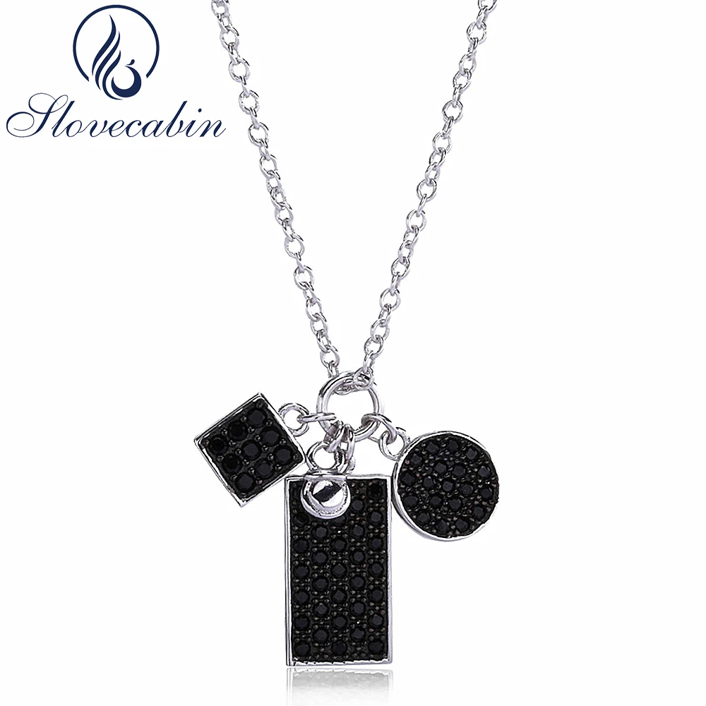 

Slovecabin Real 925 Sterling Silver Charms Black Zircon Chain Necklace For Women Party Vintage Punk Ketting Jewelry Accessories