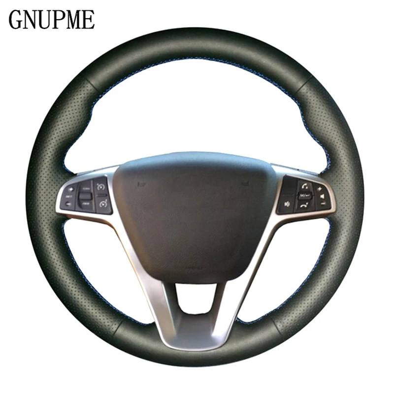 

GNUPME DIY Black Genuine Leather Hand-stitched Car Steering Wheel Cover for Lada Vesta 2015 2016 2017