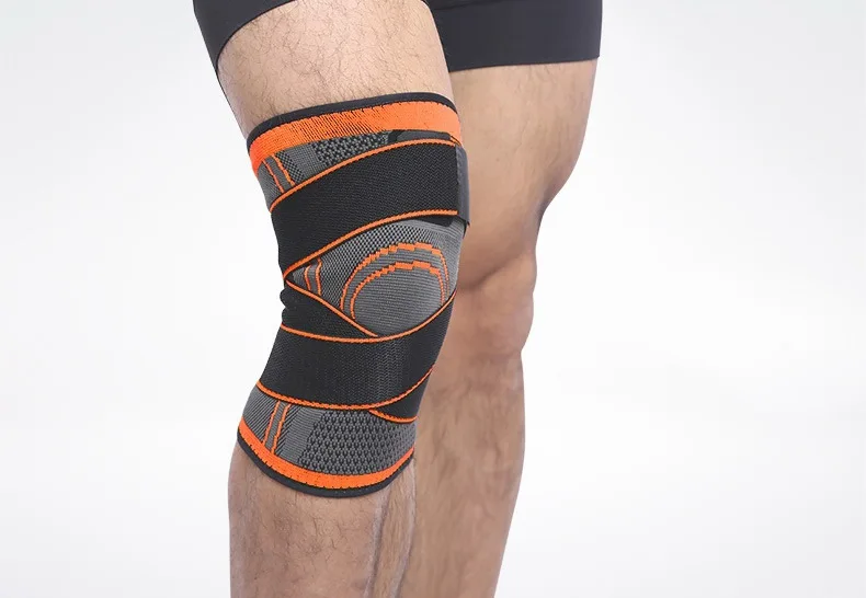 AOLIKES 1 шт., для спорта на открытом воздухе, наколенник, поддерживающий протектор, регулируемый наколенник под давлением для велоспорта, баскетбола, горного велосипеда, фитнеса - Цвет: 1 piece black orange