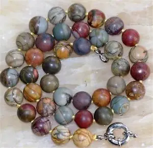 

AAA Natural 10mm Multicolor Picasso Round Beads Necklace 18"
