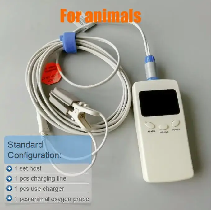 for animals 1,8 дюймов ЖК ручной пульсоксиметр SPO2 PR домашний монитор сердечного ритма с опциональным температурным зондом ветеринарное оборудование - Цвет: for animals