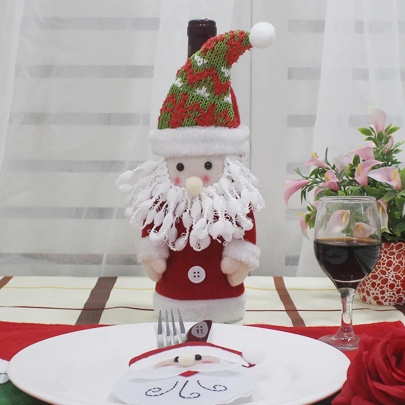 Santa Claus Wine Bottle Cover Bag Banquet Christmas Dinner Party Table Decor Snowman Festive New Years Supplies Noel Gift | Дом и сад
