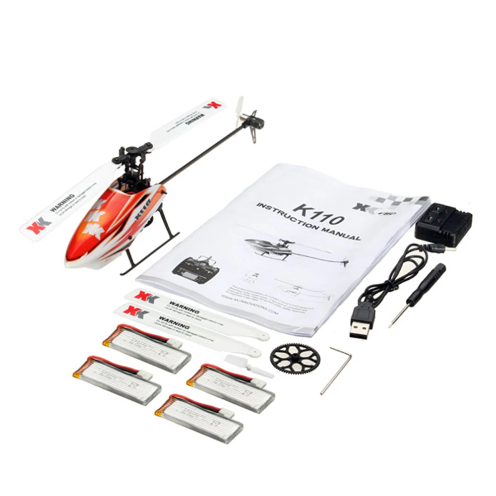 XK K110 Blast 6CH бесщеточный 3D6G система RC вертолет BNF с батареей 4 шт