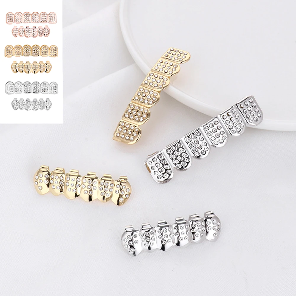 1 пара 14 к золотые зубы Grillz сверху и снизу Iced Out CZ хип хоп зуб крышка гриль набор ювелирных изделий