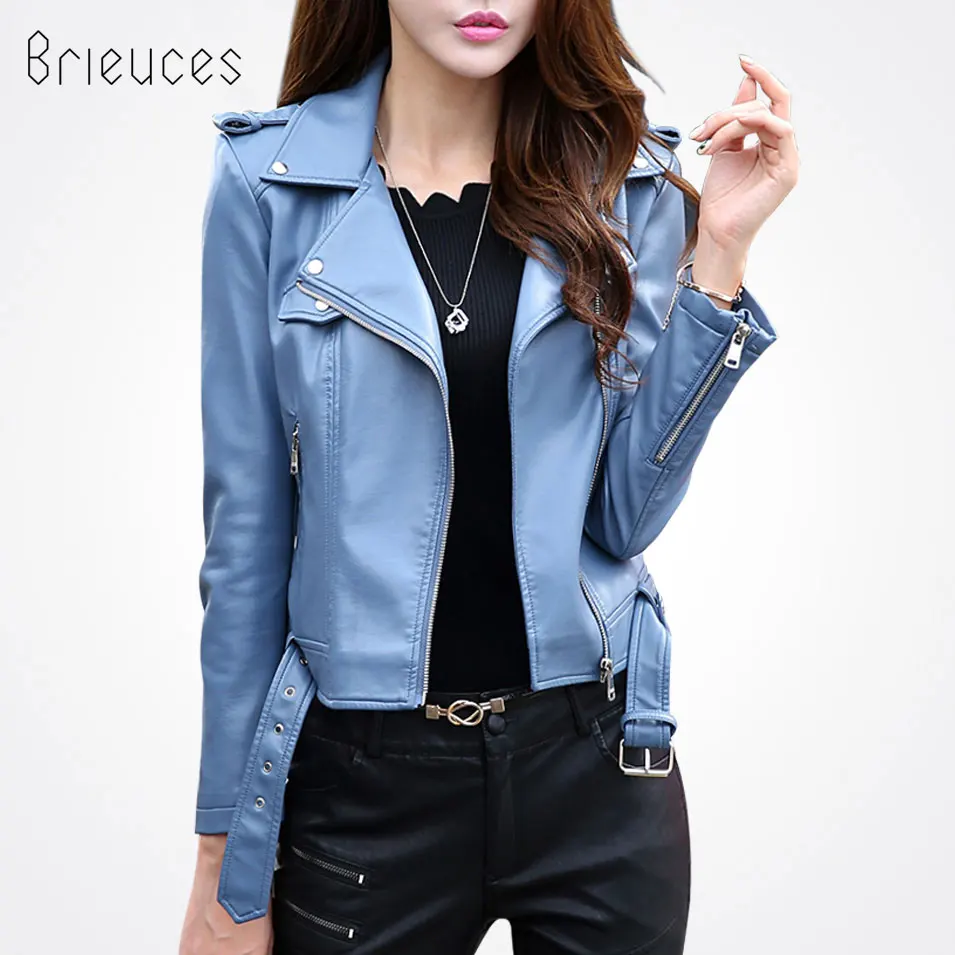 Brieuces 2017 Spring And Autumn Women Leather Coat Female Slim Plus Size S-3XL Fashion Jacket Women's Outerwear | Женская одежда